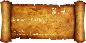 Wenczl Anikó névjegykártya